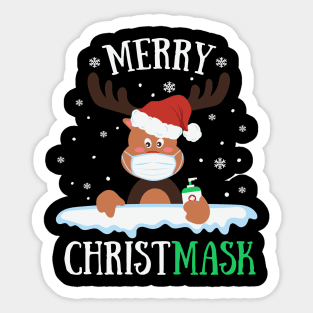 Merry Christmask Reindeer Hand Sanitizer Christmas Gift Sticker